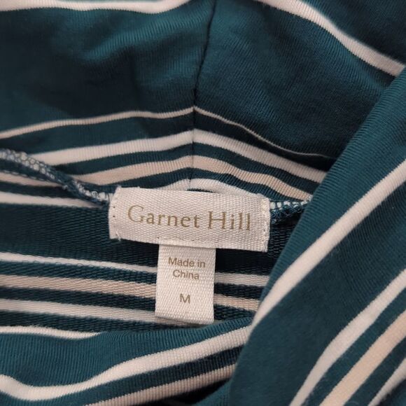 Garnet Hill Top Womens Medium Green Striped Cowl Neck - Picture 5 of 9